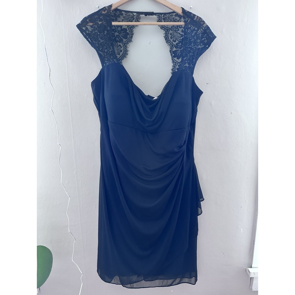 Womens Little Black Dress Size 22W LBD Cocktail‎ Ruched Lace Y2K